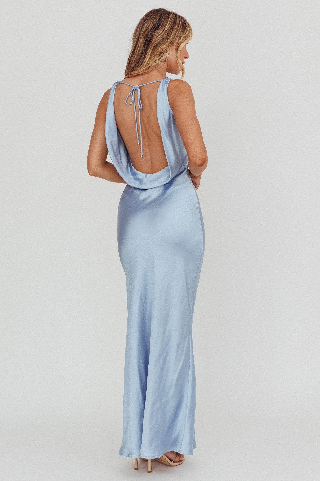 Moon Glow Cowl Neck Maxi Dress Blue