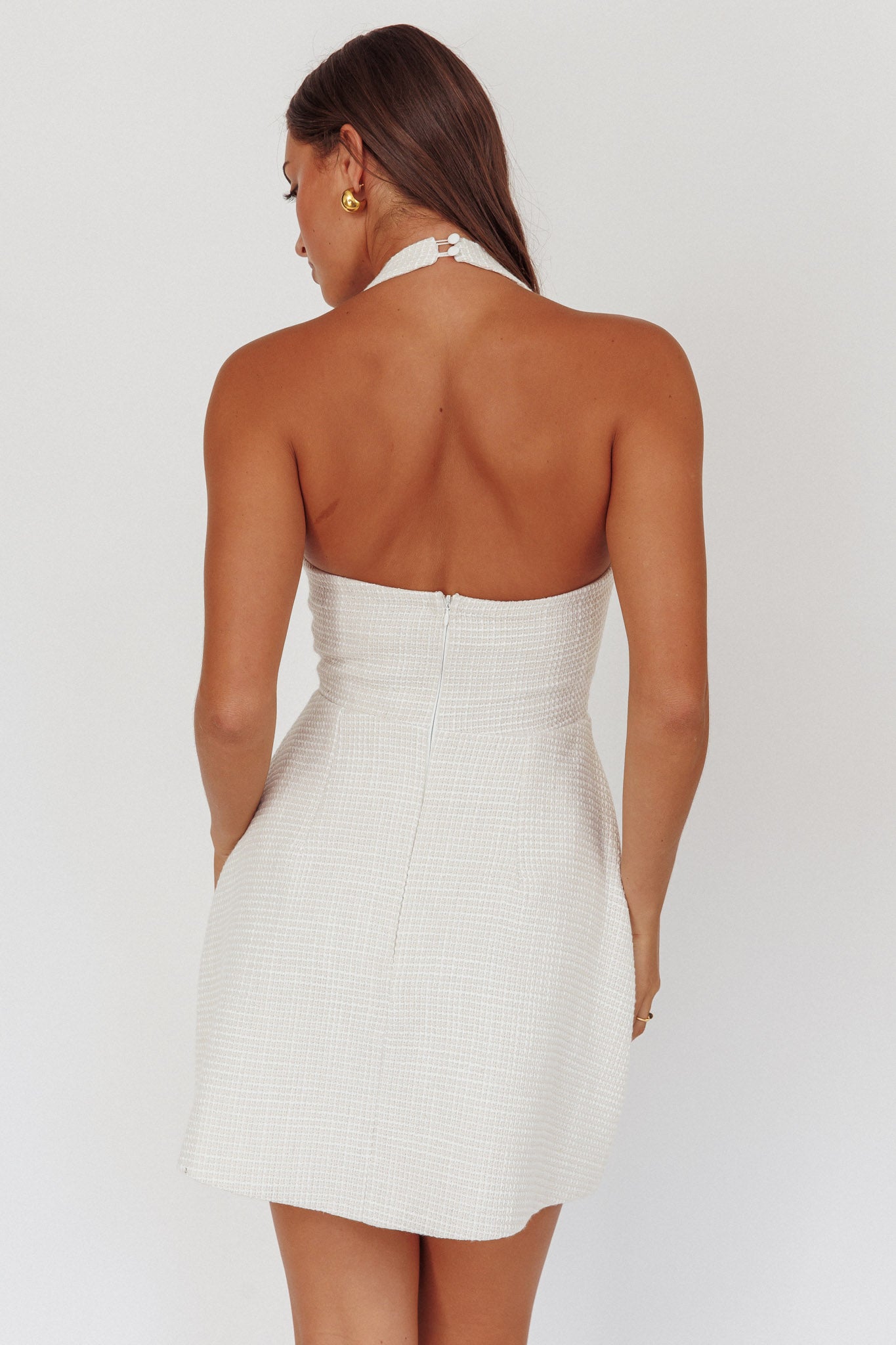 Hendrix Halterneck A-Line Mini Dress Cream