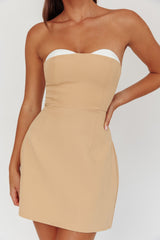 Hillara Strapless Mini Dress Tan