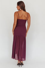 Floating Waist Sash Maxi Dress Plum