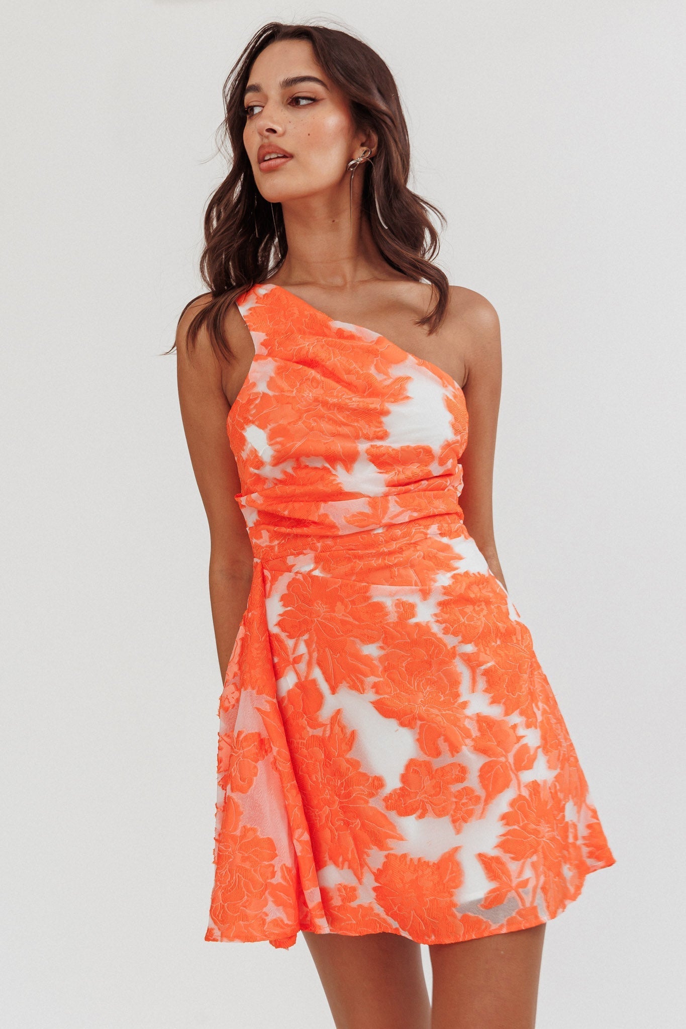 Inner Power One-Shoulder Mini Dress Orange