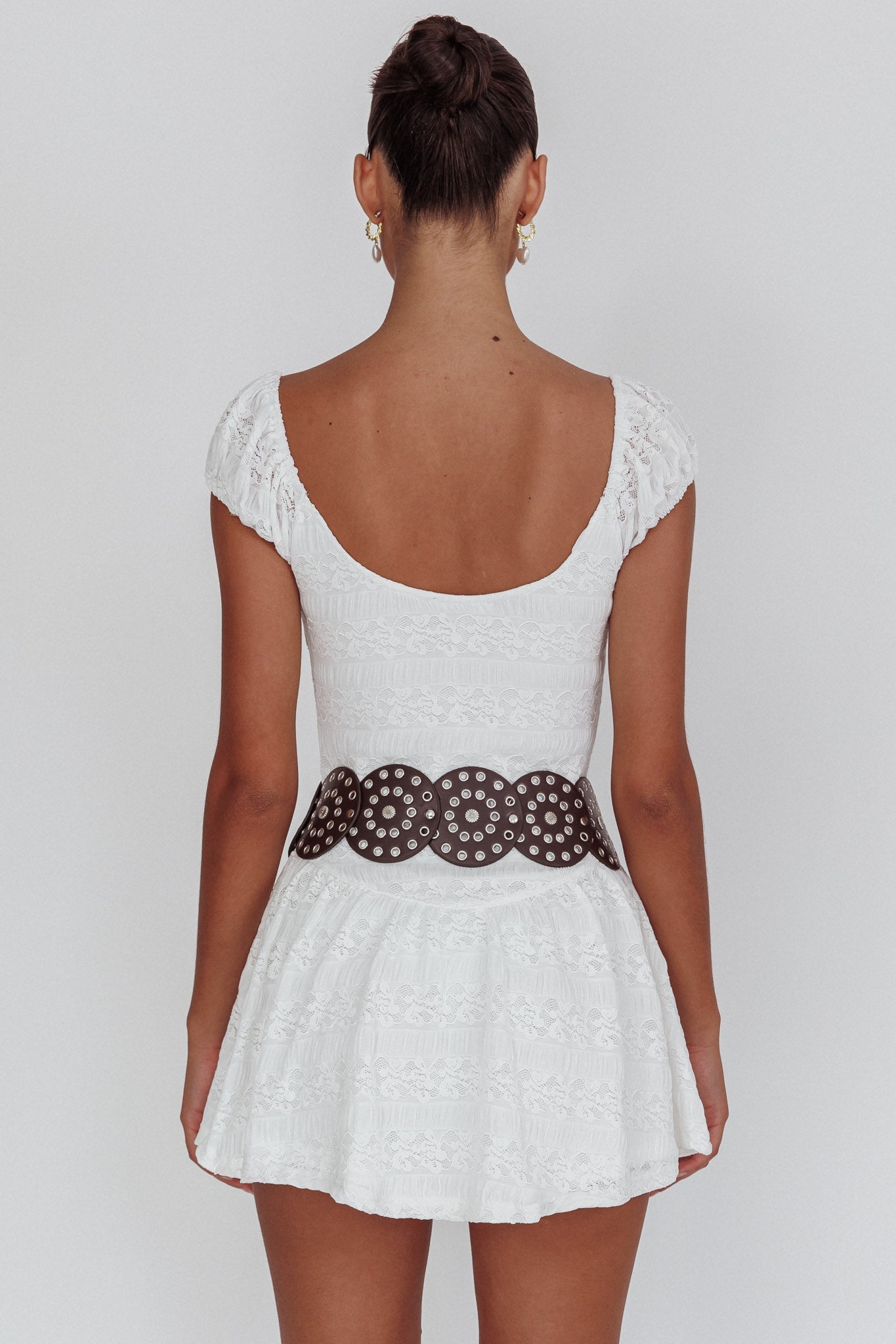 Mirela Cap Sleeve Lace Mini Dress White