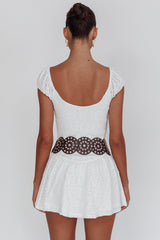 Mirela Cap Sleeve Lace Mini Dress White