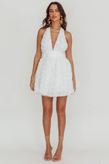 Lovelle Halter Neck Rosette Mini Dress White