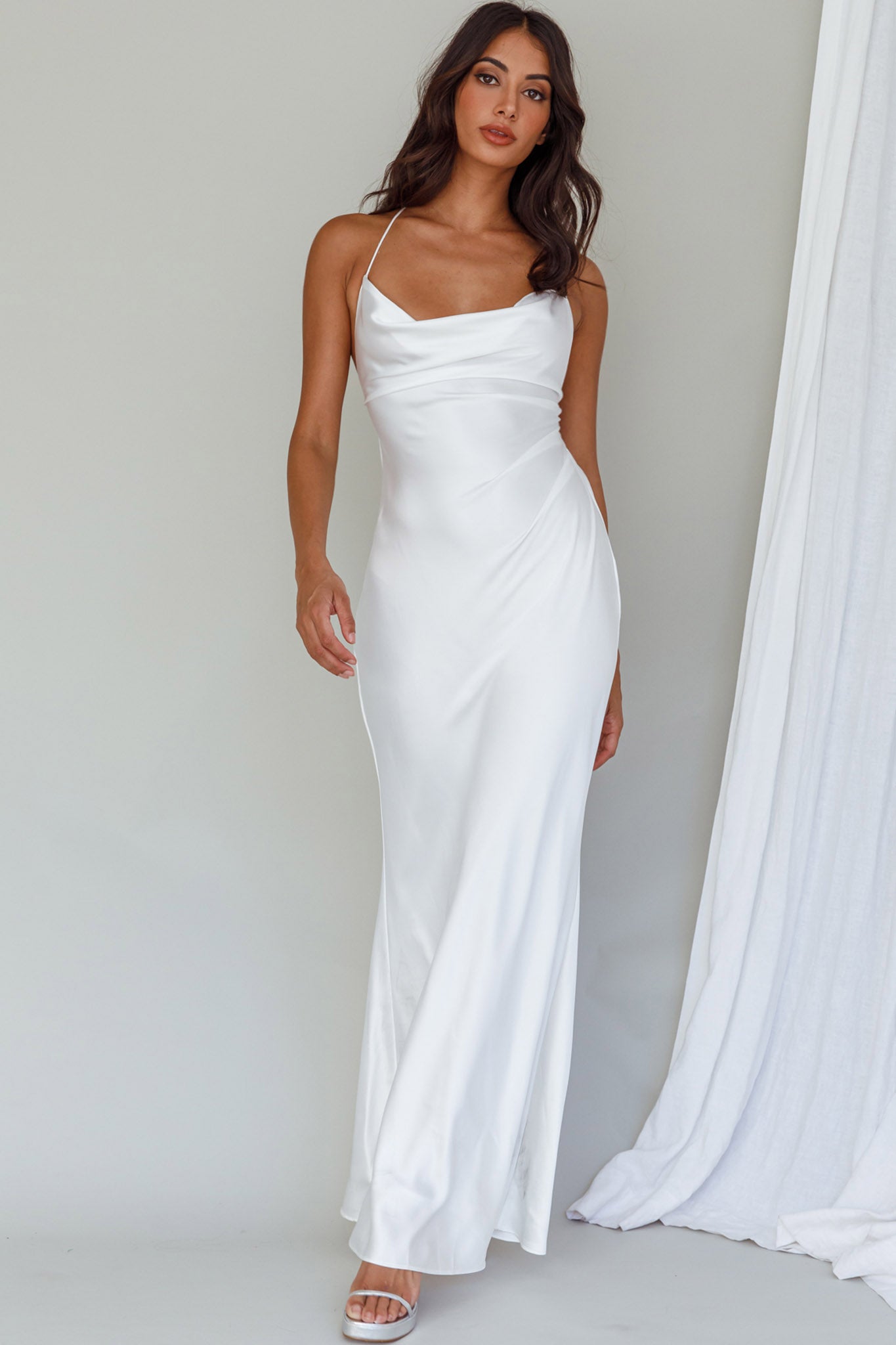 Palma Low Back Strappy Maxi Dress White