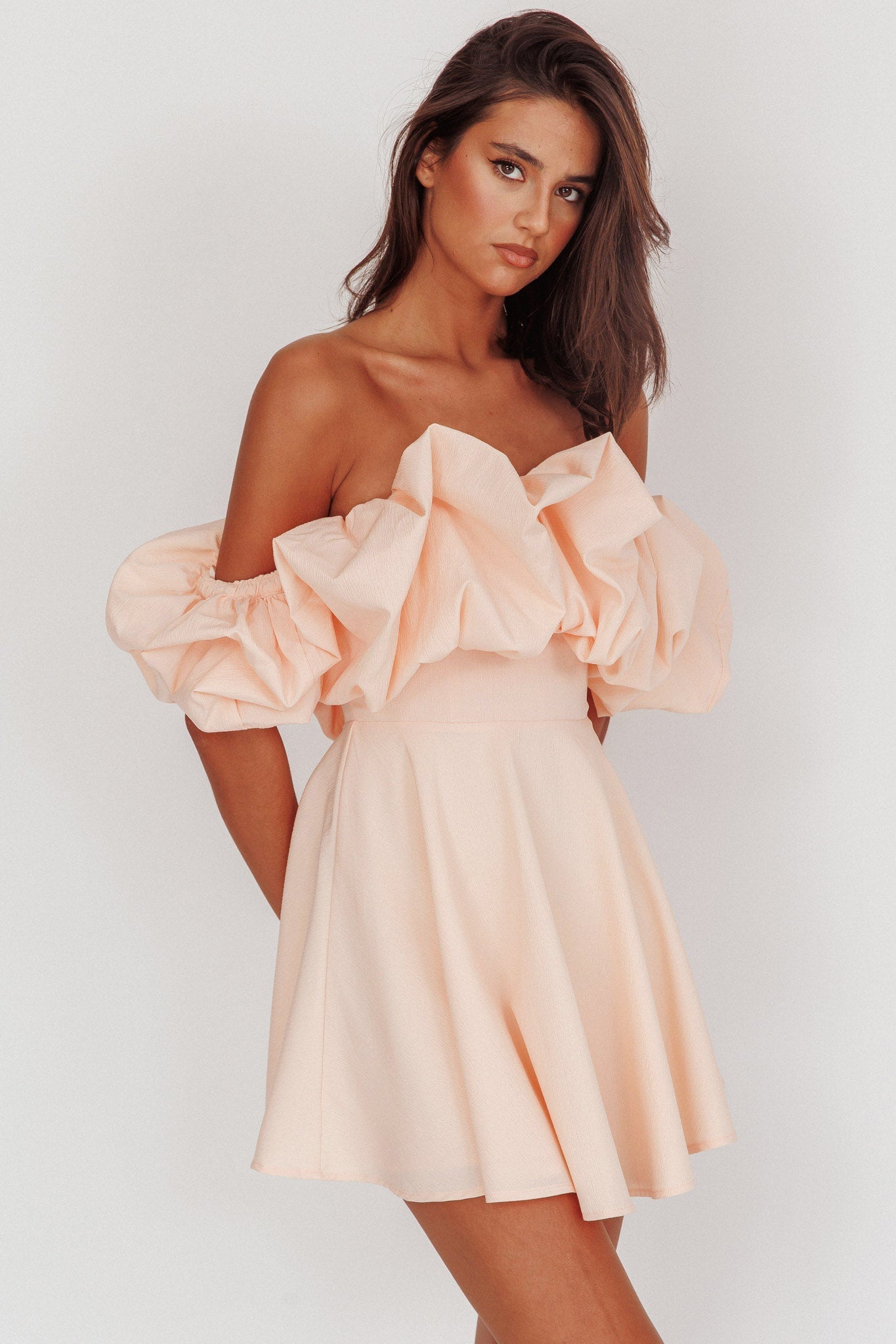 Kailynn Off-Shoulder A-Line Mini Dress Blush