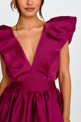 Hidden Heart Bubble Hem Mini Dress Magenta