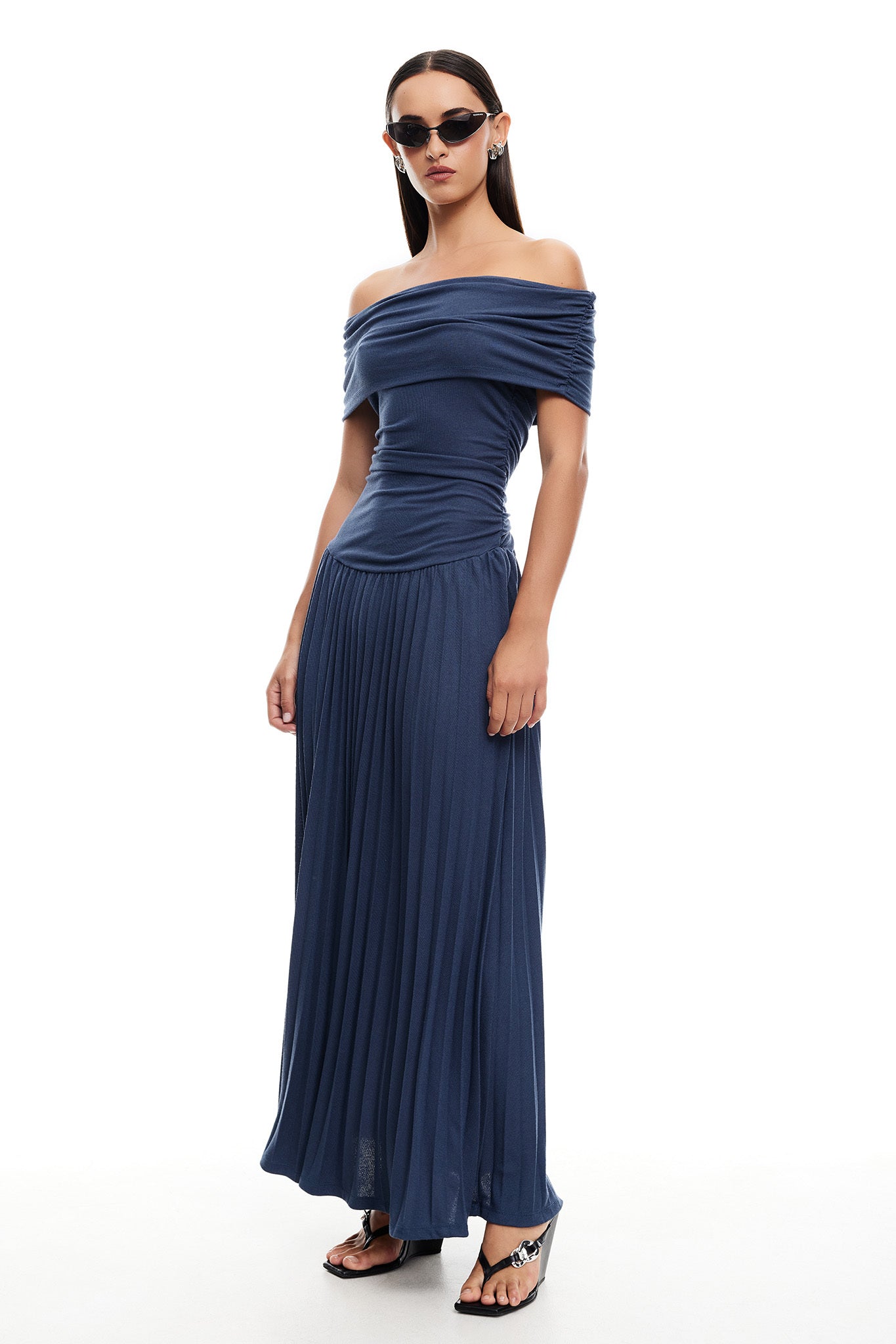 LIONESS Field Of Dreams Maxi Dress Navy