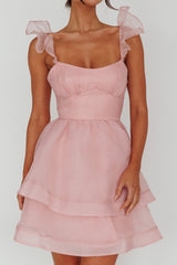 I've Got Sunshine Ruffle Strap Mini Dress Blush