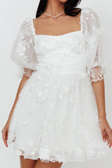 I've Got Sunshine Ruffle Strap Mini Dress Embellished White