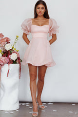 I've Got Sunshine Puff Sleeve Mini Dress Blush