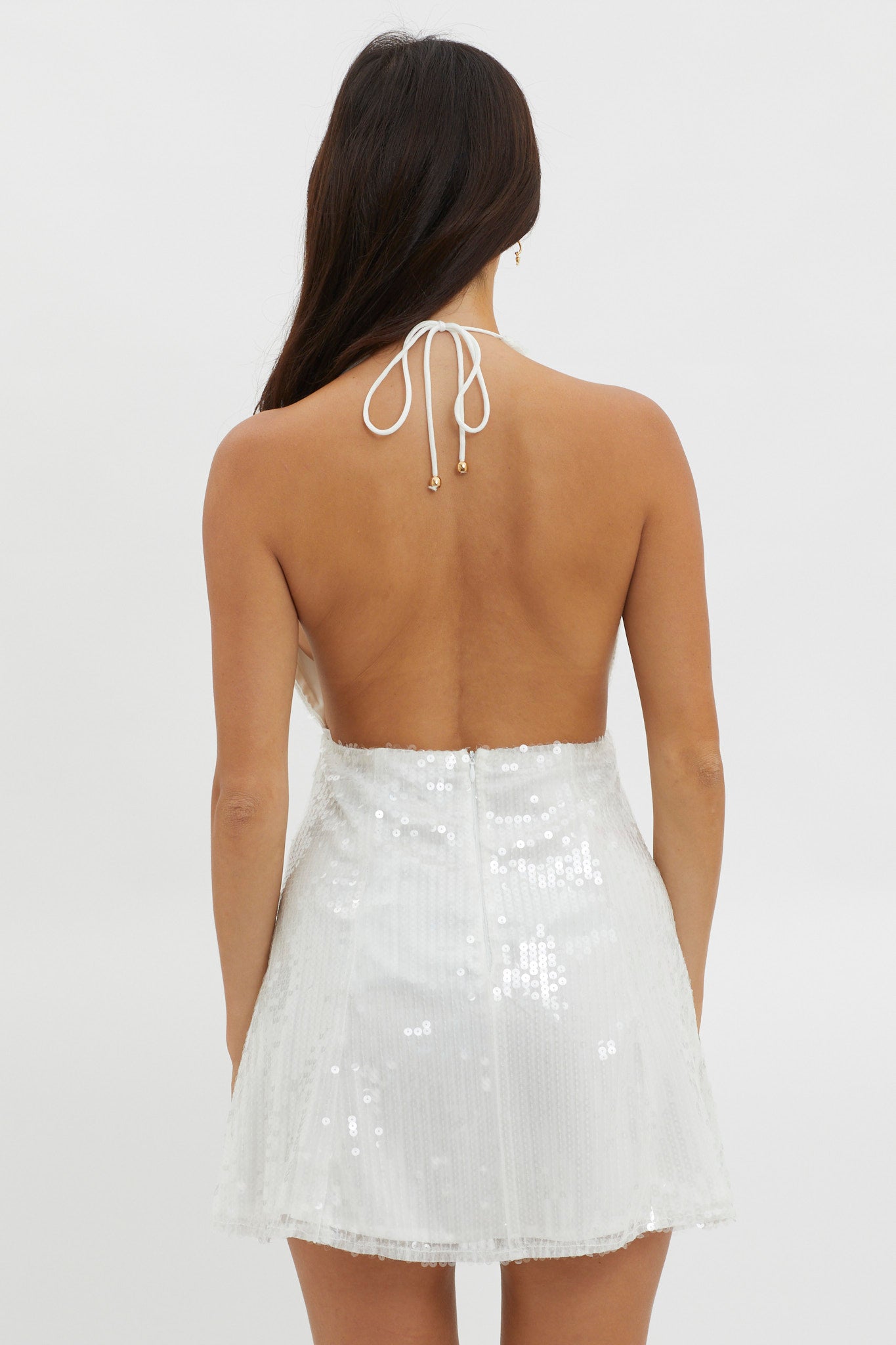 Mayah Halterneck Sequin Mini Dress White