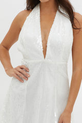 Mayah Halterneck Sequin Mini Dress White
