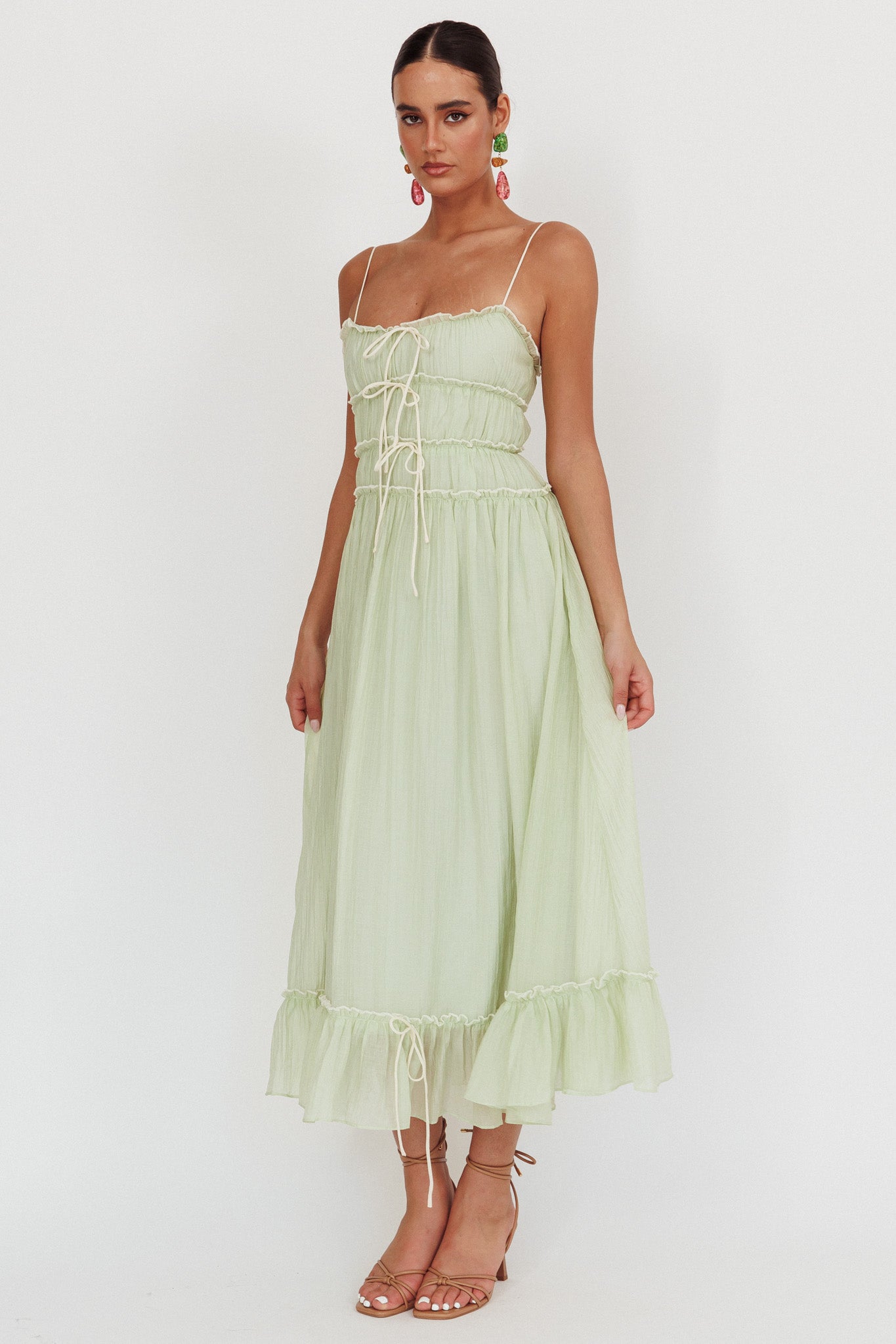 Maidens Tie Accent Maxi Dress Sage