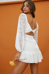 La La Land Twisted Bust & Back Paisley Lace Mini Dress White