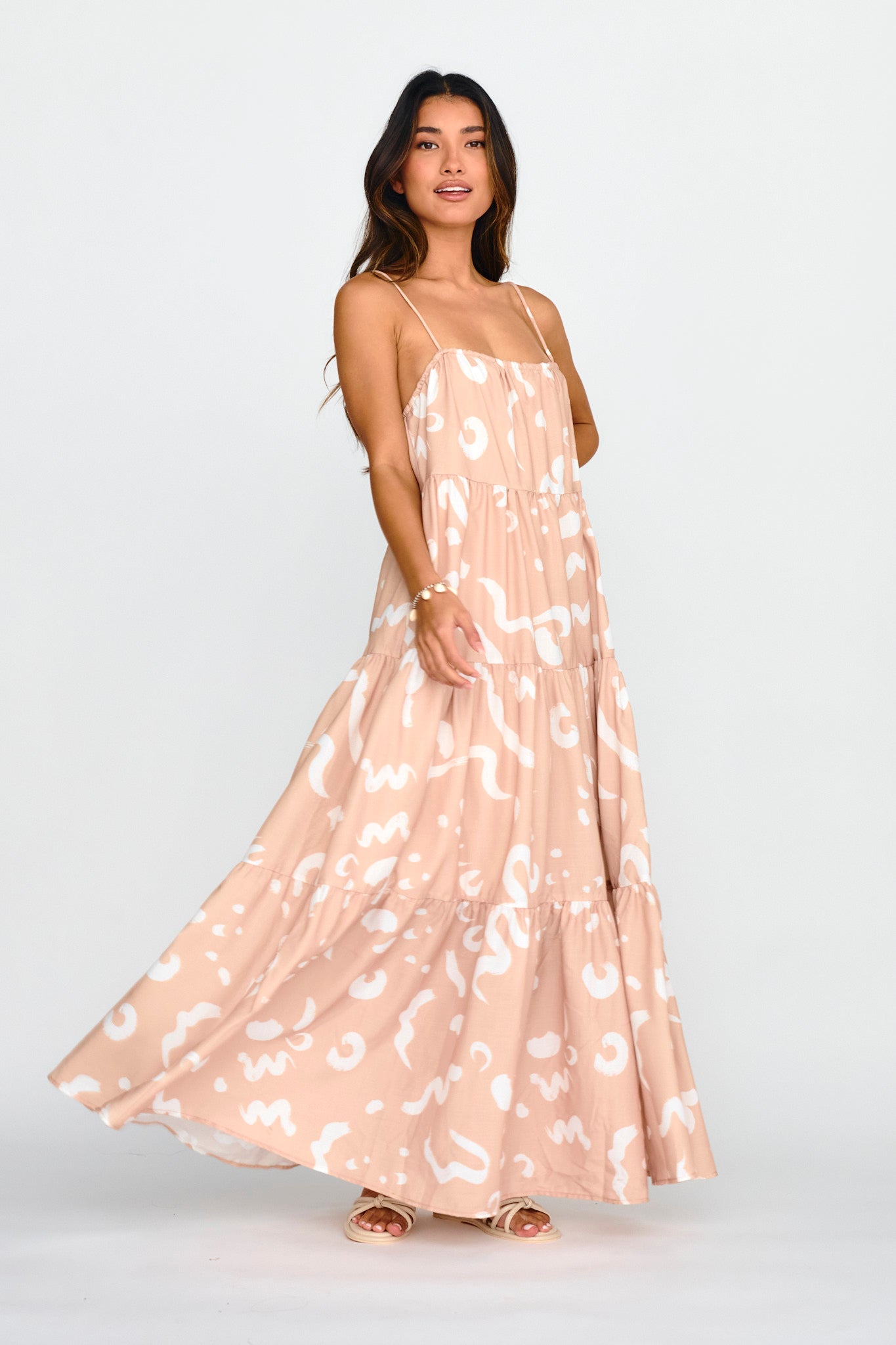 Bora Bora Tied Back Maxi Dress Print Beige