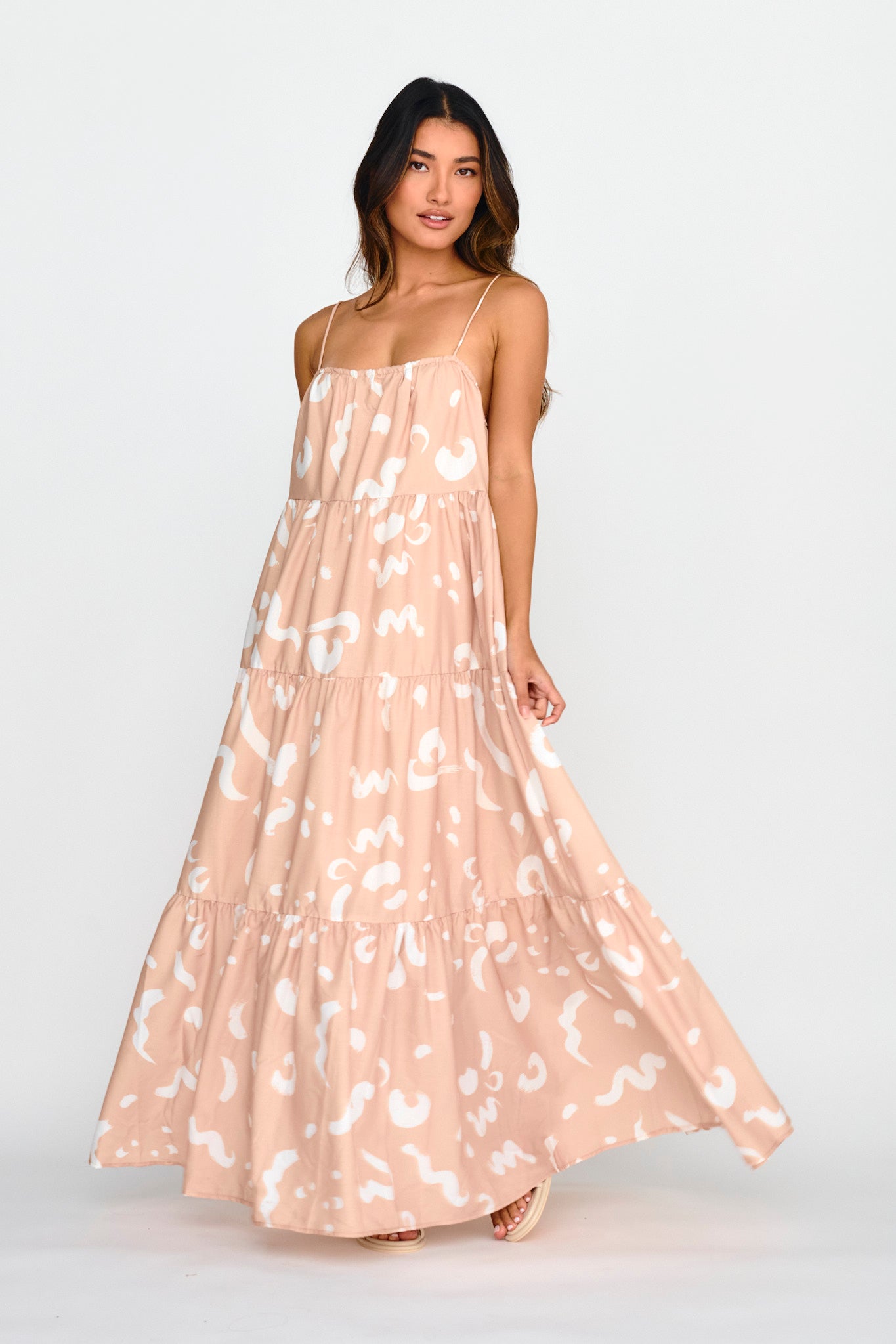 Bora Bora Tied Back Maxi Dress Print Beige