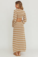 Meredith Long Sleeve Cut-Out Maxi Dress Chocolate