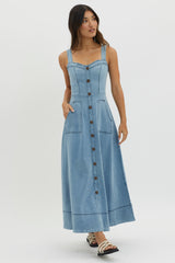 Laureen Pocket Maxi Dress Denim Blue