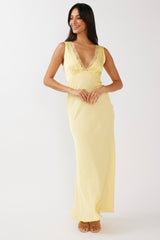 Ivonne Lace Trim V-Neck Maxi Dress Yellow