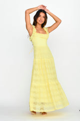 Portofino Sunset Ruffle Lace Maxi Dress Lemon