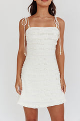 Gracey Frill Tied Shoulder Mini Dress Cream
