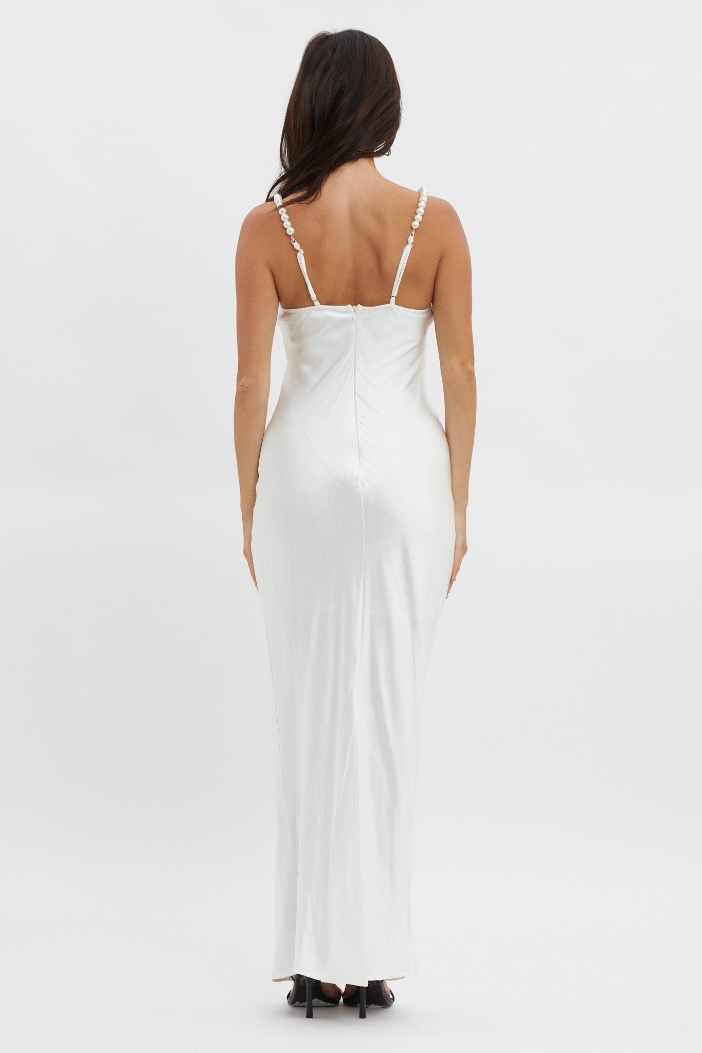 Saving Grace Pearl Strap Maxi Dress Oyster