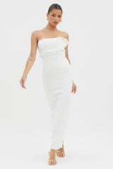Karaline Strapless Bust Accent Maxi Dress White