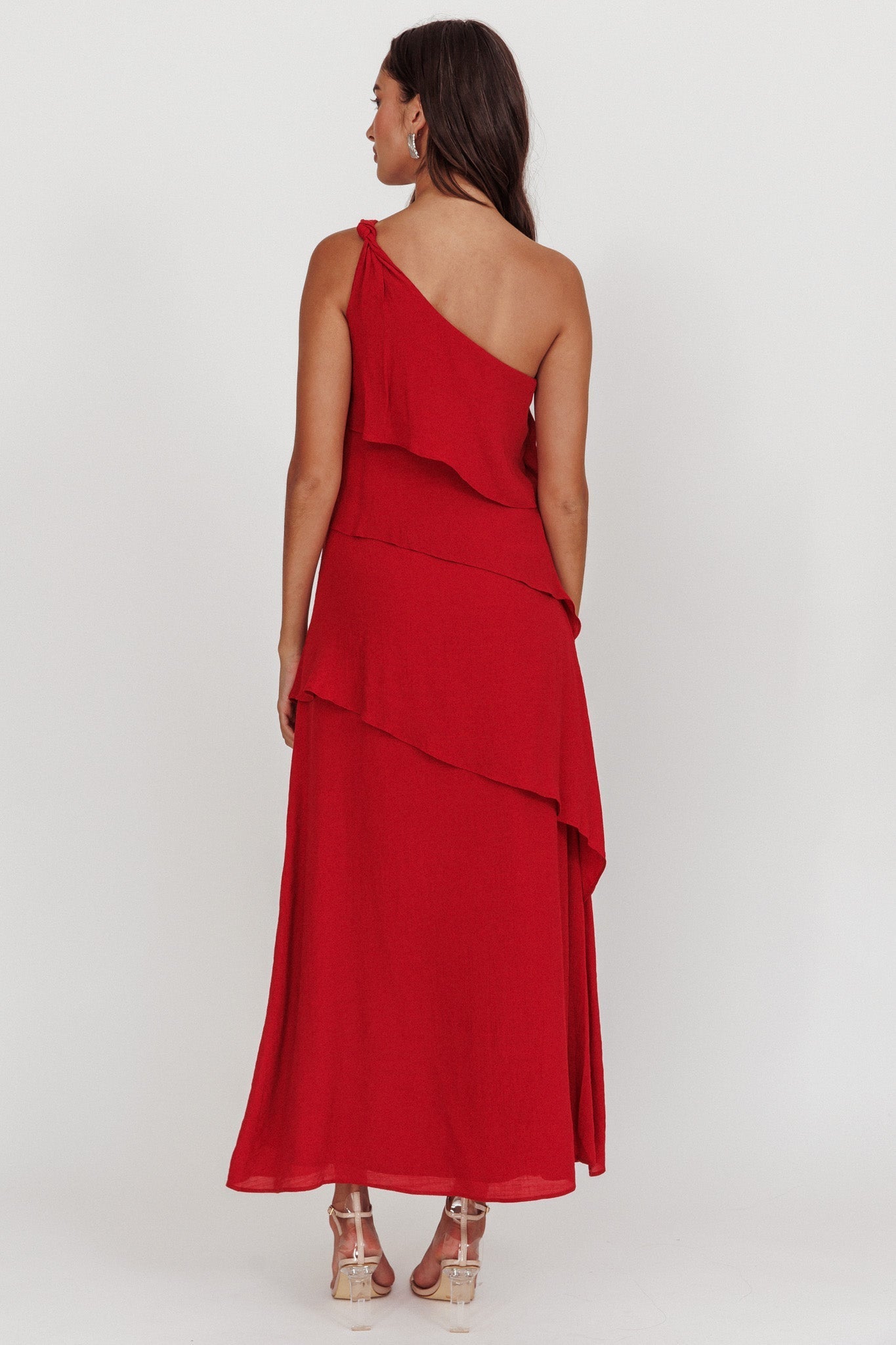 Delwyn One-Shoulder Maxi Dress Red