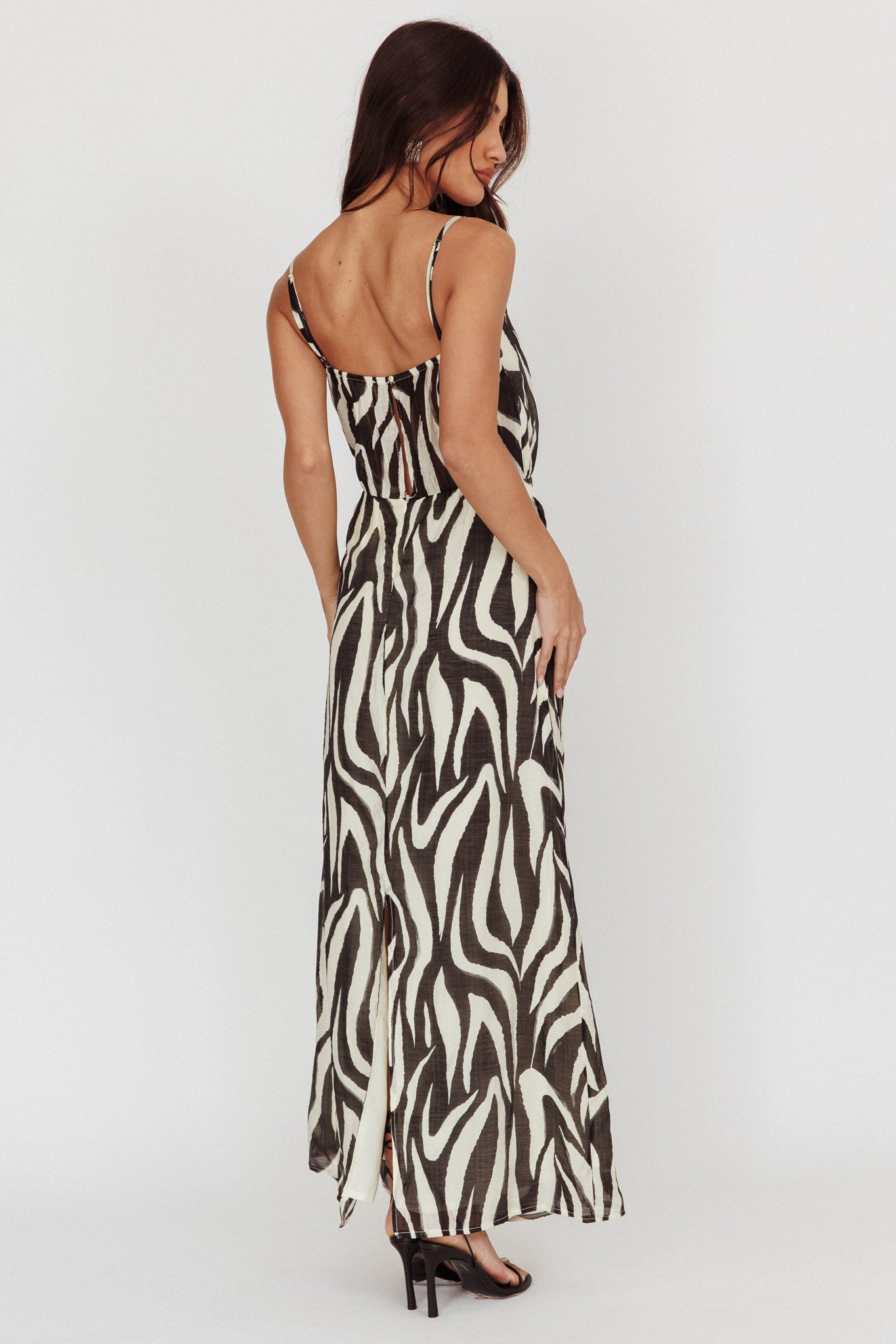 Pristine Zebra Print Maxi Dress Black