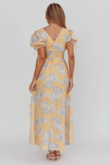 Loveberry Puff Sleeve A-Line Maxi Dress Pumpkin