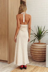 Here For It Halterneck Maxi Dress Oat