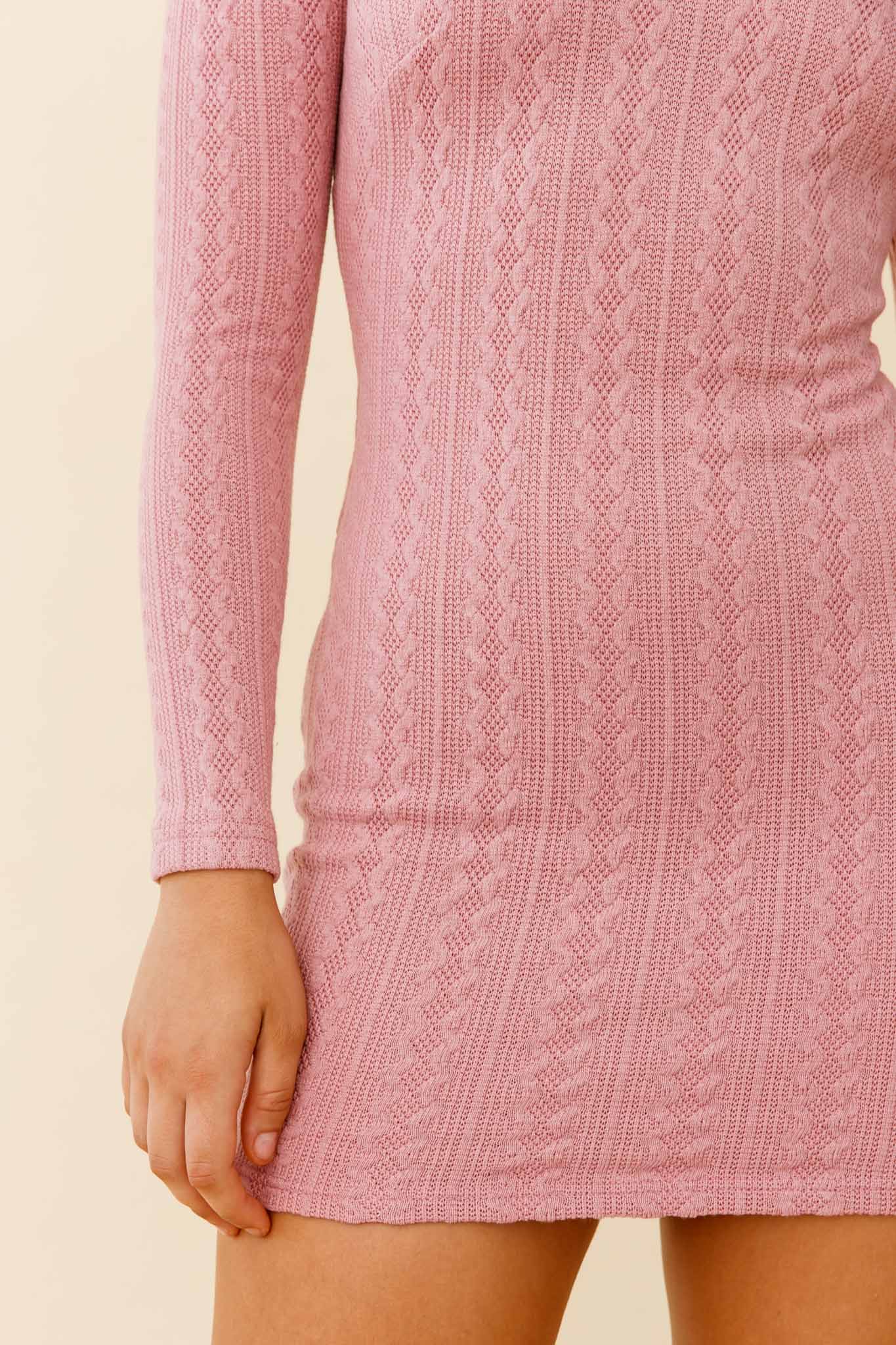 Merlin Long Sleeve Bodycon Mini Dress Blush