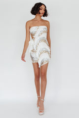 Eyes For You Waist Tie Mini Dress Sequin White