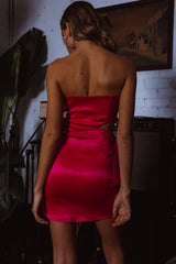 Eyes For You Waist Tie Mini Dress Fuchsia