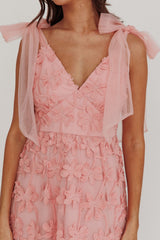 Mykonos Morning Tied Shoulder Tree Maxi Dress Blush