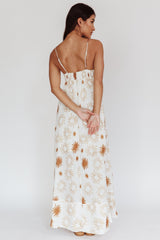 Midsummer Sun Print Maxi Dress White Green