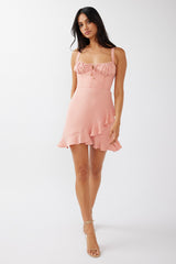 Going Steady Ruffle Trim Mini Dress Pink