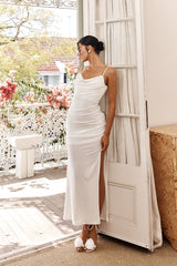 Faren Lace Trim Maxi Dress White