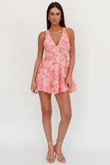 Lavalle Criss-Cross Embellished Mini Dress Pink