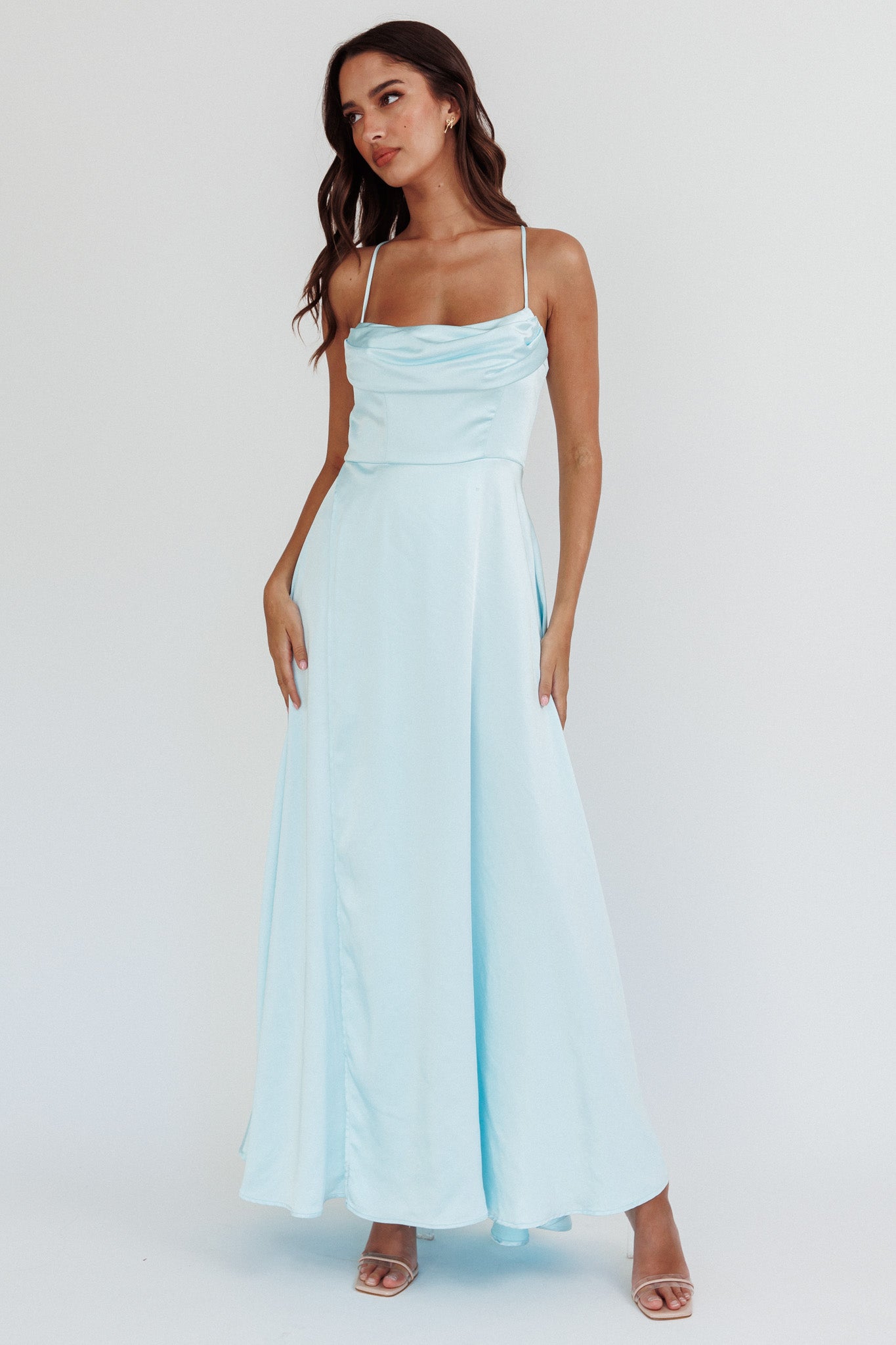 Inner Light Gathered Bust Split Maxi Dress Mint