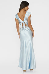 Taken Heart Lace Trim Tied Back Dress Baby Blue
