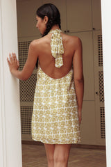 Goldie Halterneck Backless Mini Dress Print