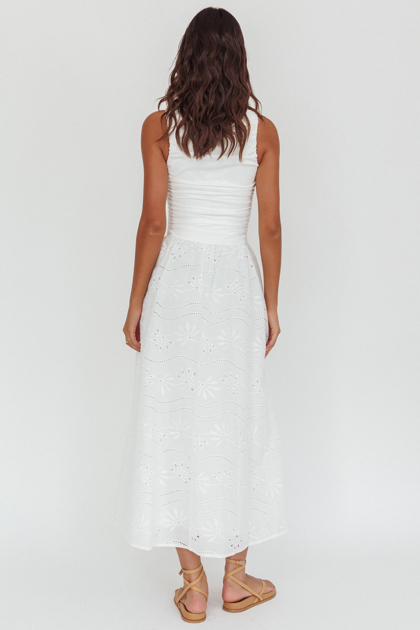 Dalayla Sleeveless Eyelet Maxi Dress White