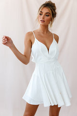 Valley Ruffle Tie-Up Back Dress White