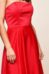 Mia Strapless A-Line Midi Dress Red